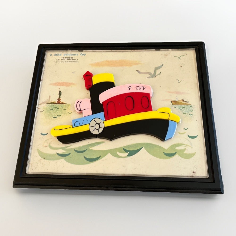 Child Guidance Toys Tugboat Puzzle Vintage 1962 Collectible Wall‎ Art Magnetic